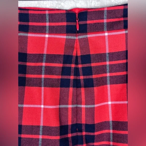 J.Crew Red Tartan Plaid Wool‑Blend A‑Line Mini Skirt Size 0 - Picture 7 of 10